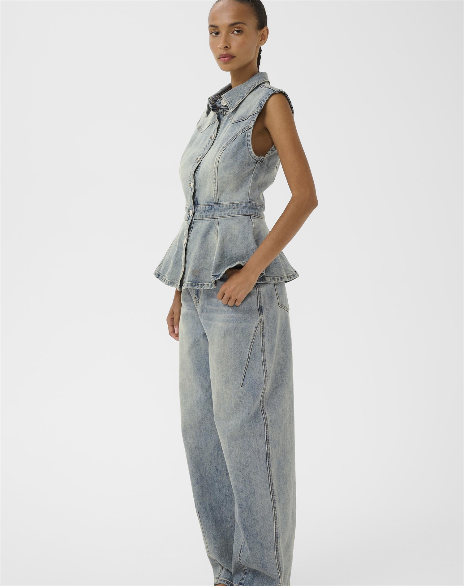 Gestuz - GZNoma SL Bluse - Vintage Mid Blue Wash 